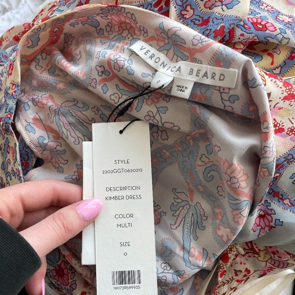 Veronica Beard Kimber Silk Midi-length Dress Multi-color One Shoulder Drapey - Picture 3 of 12